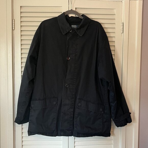Polo Ralph Lauren men's large barn chore jacket coat black *missing button* - Picture 1 of 14